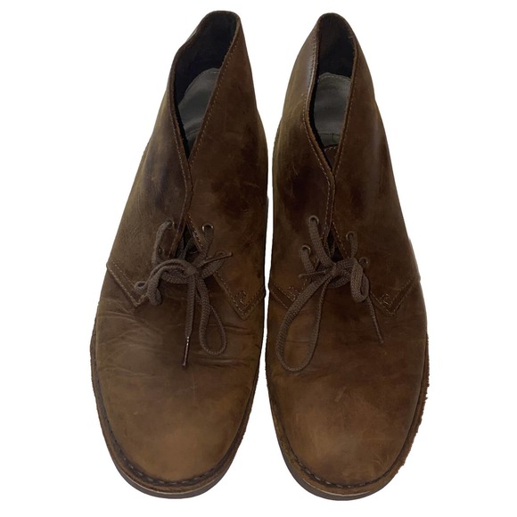 Clarks‎ Desert Ankle Boots Men Size 11.5 Brown Beeswax Leather 15260 University - Picture 1 of 14